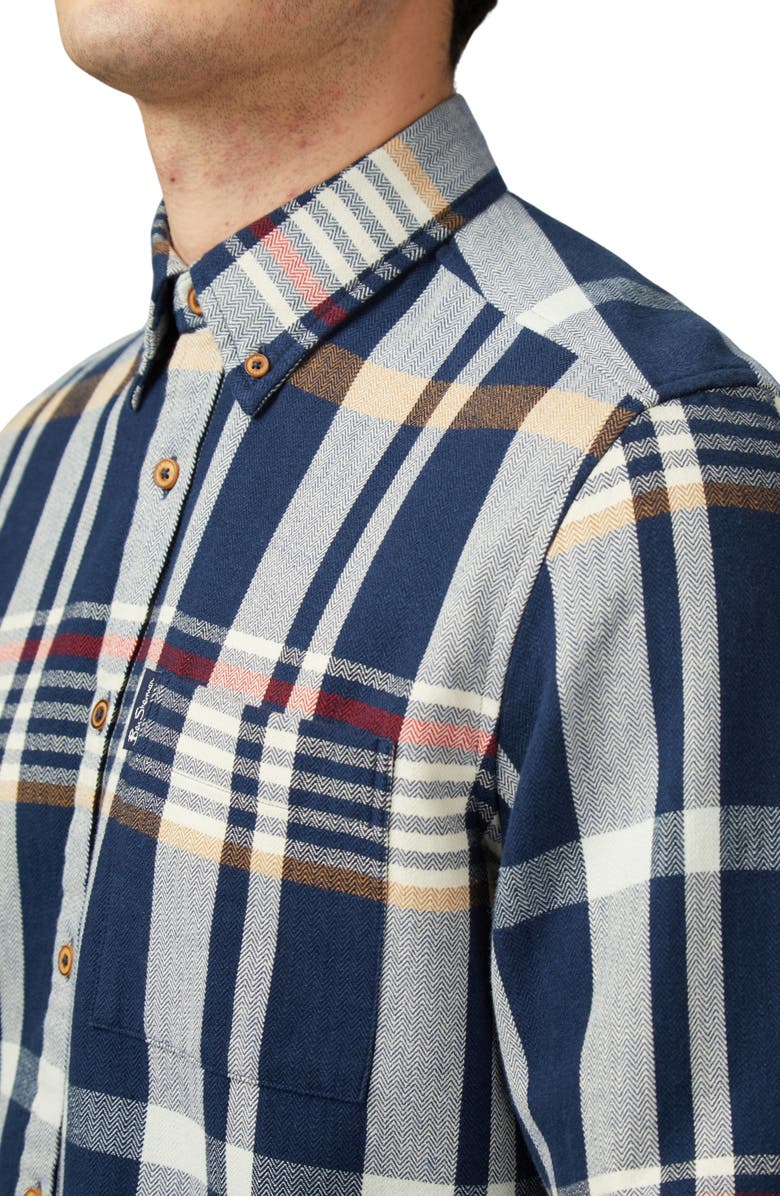 Ben Sherman Herringbone Plaid Button-Down Shirt, Alternate, color, 