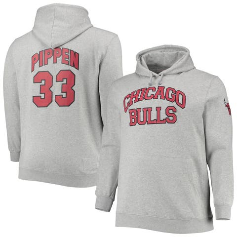 Men's Mitchell & Ness Scottie Pippen Heathered Gray Chicago Bulls Big & Tall Name & Number Pullover Hoodie