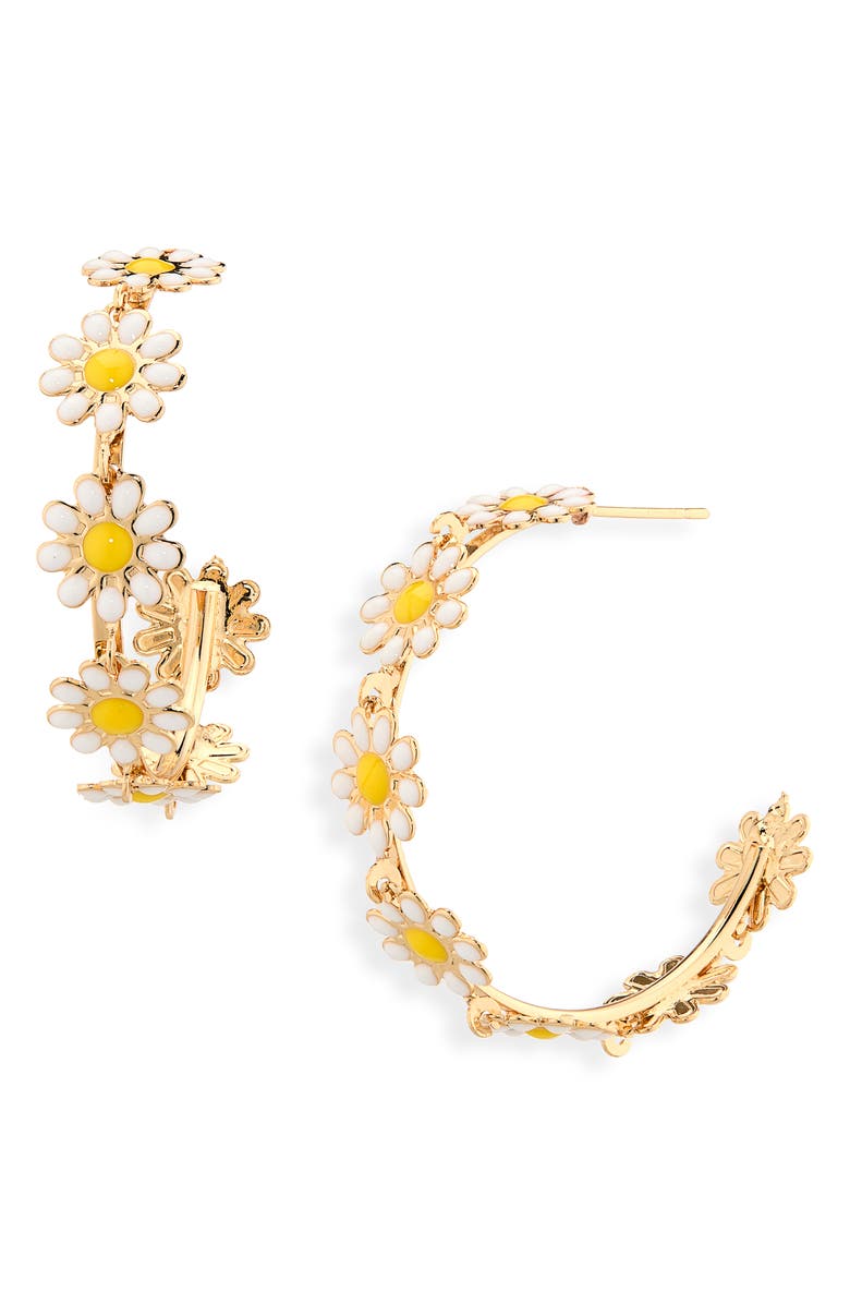 Cara Flower Hoop Earrings, Main, color, White Multi