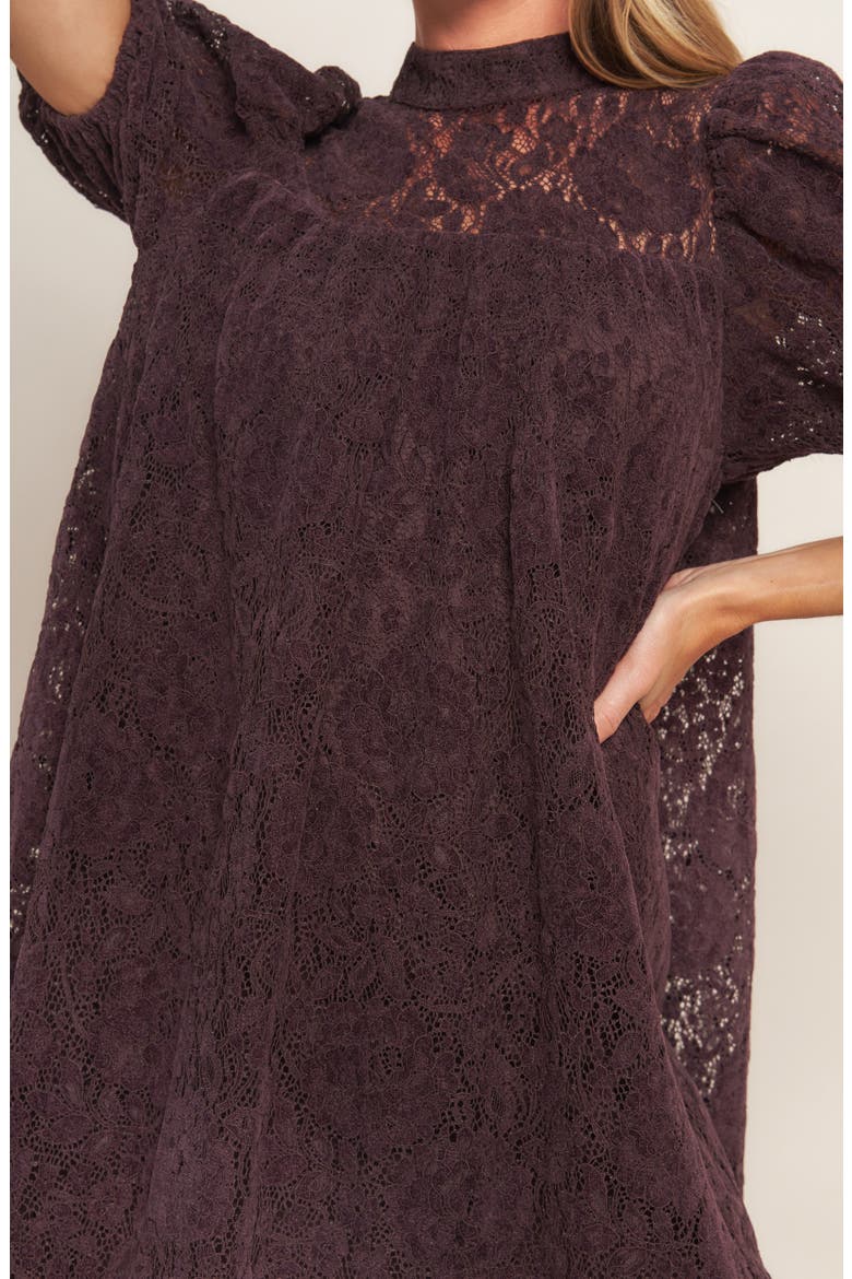 Puff Sleeve Babydoll Minidress, Alternate, color, WINE