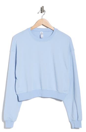 Yogalicious Zuri Scuba Crop Sweatshirt In Blue