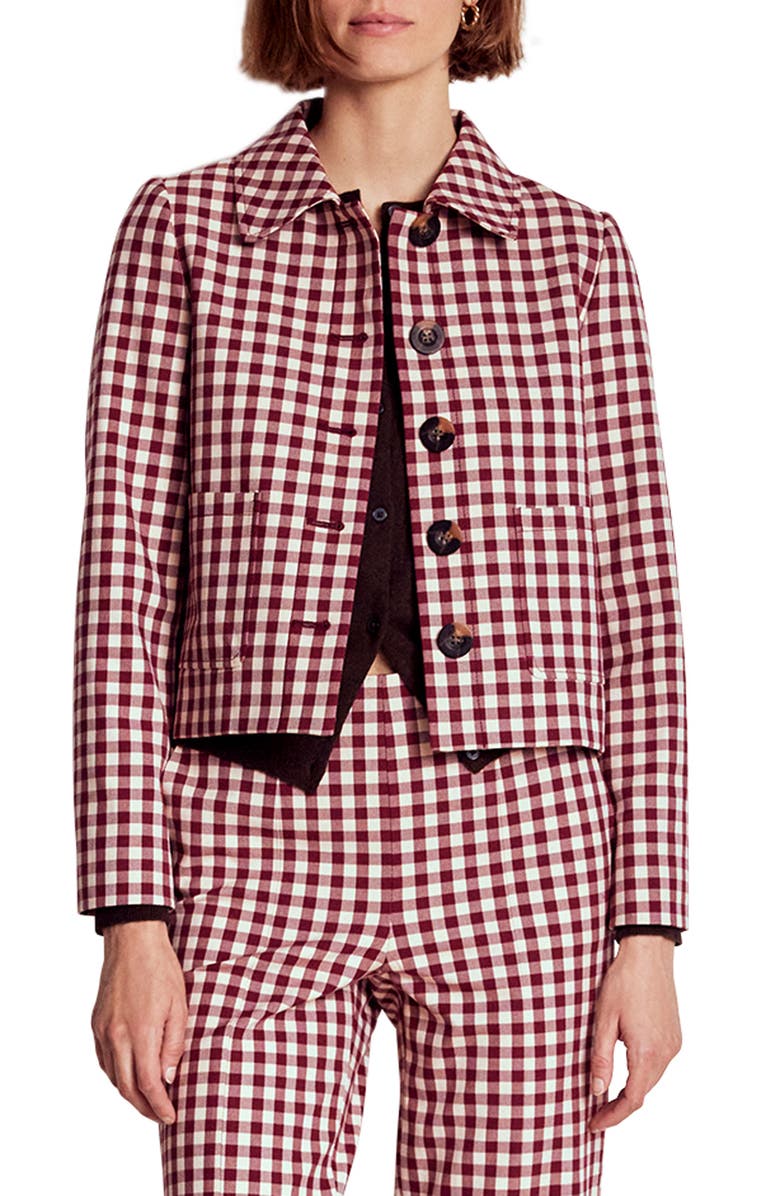 Boden Knightsbridge Cotton Blend Gingham Jacket, Main, color, Gingham