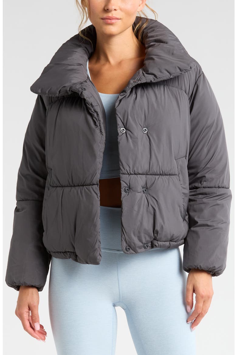 Cozy Cocoon Puffer Jacket, Main, color, GREY FORGED
