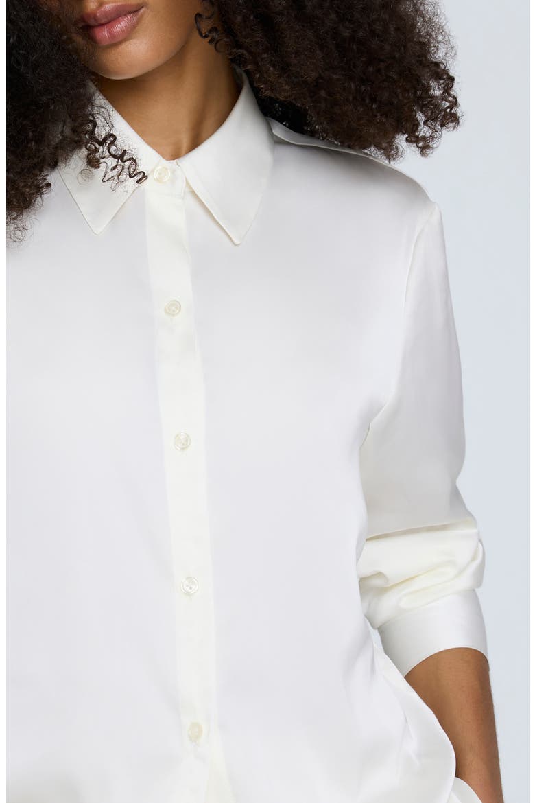 Relaxed Fit Stretch Satin Button-Up Shirt, Alternate, color, OYSTER