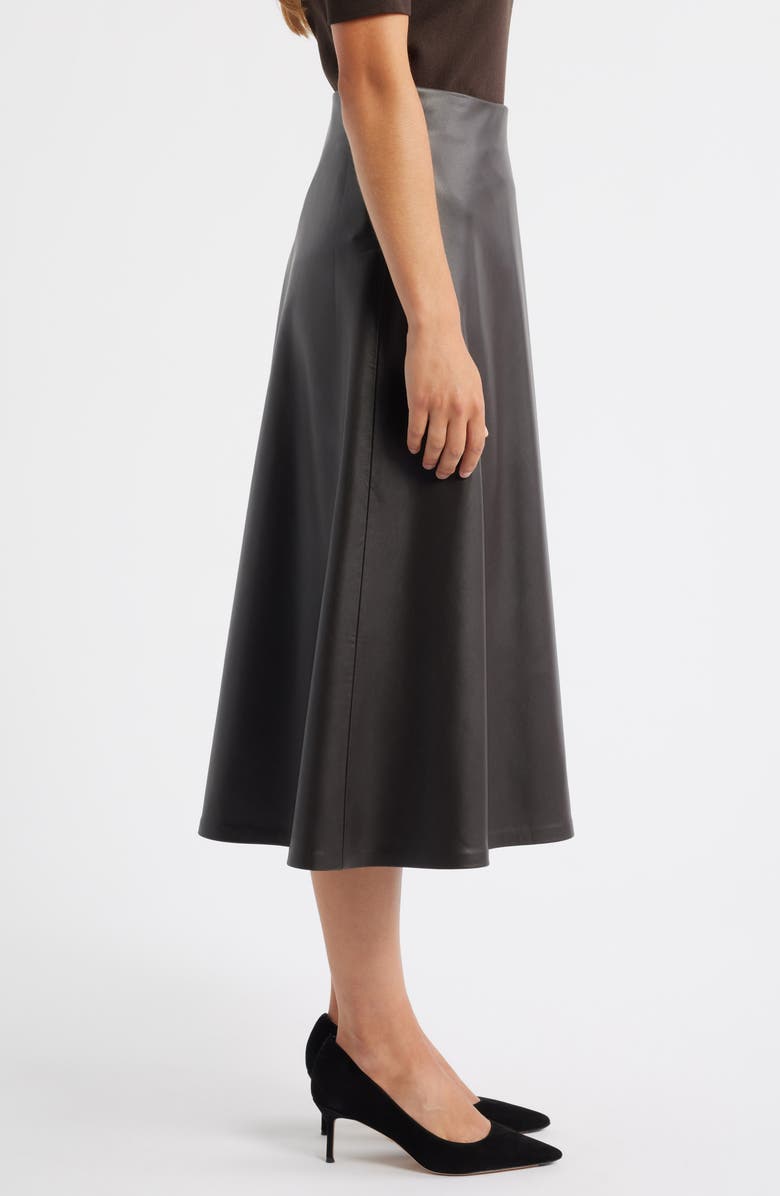 Anne Klein Faux Leather Bias A-Line Midi Skirt, Alternate, color, Deep Mahogany