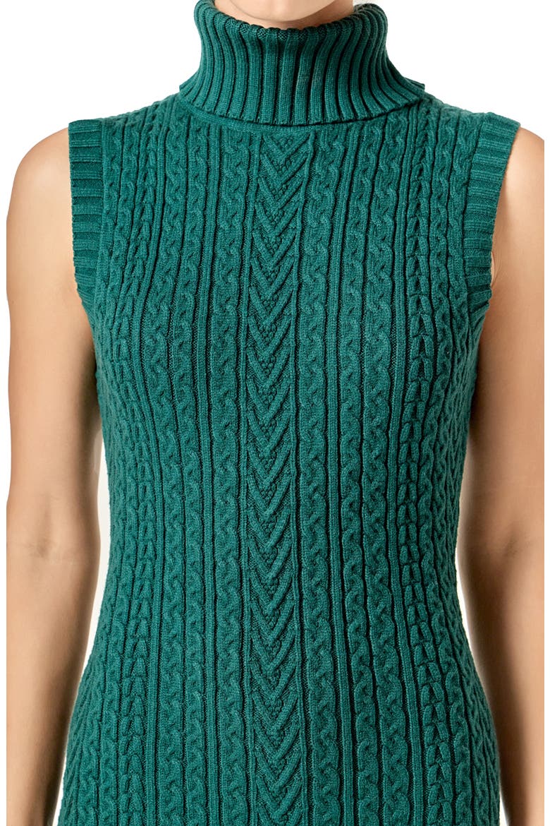 Sleeveless Turtleneck Cable Stitch Maxi Sweater Dress, Alternate, color, DARK GREEN
