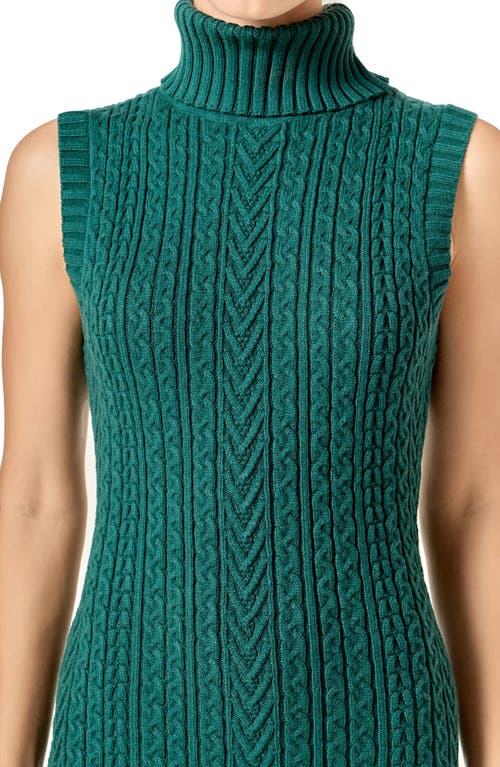 English Factory Sleeveless Turtleneck Cable Stitch Maxi Sweater Dress In Green