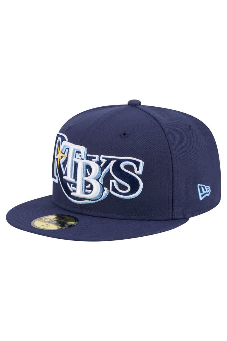 Men's New Era Navy Tampa Bay Rays Overlap 59FIFTY Fitted Hat, Alternate, color, Navy