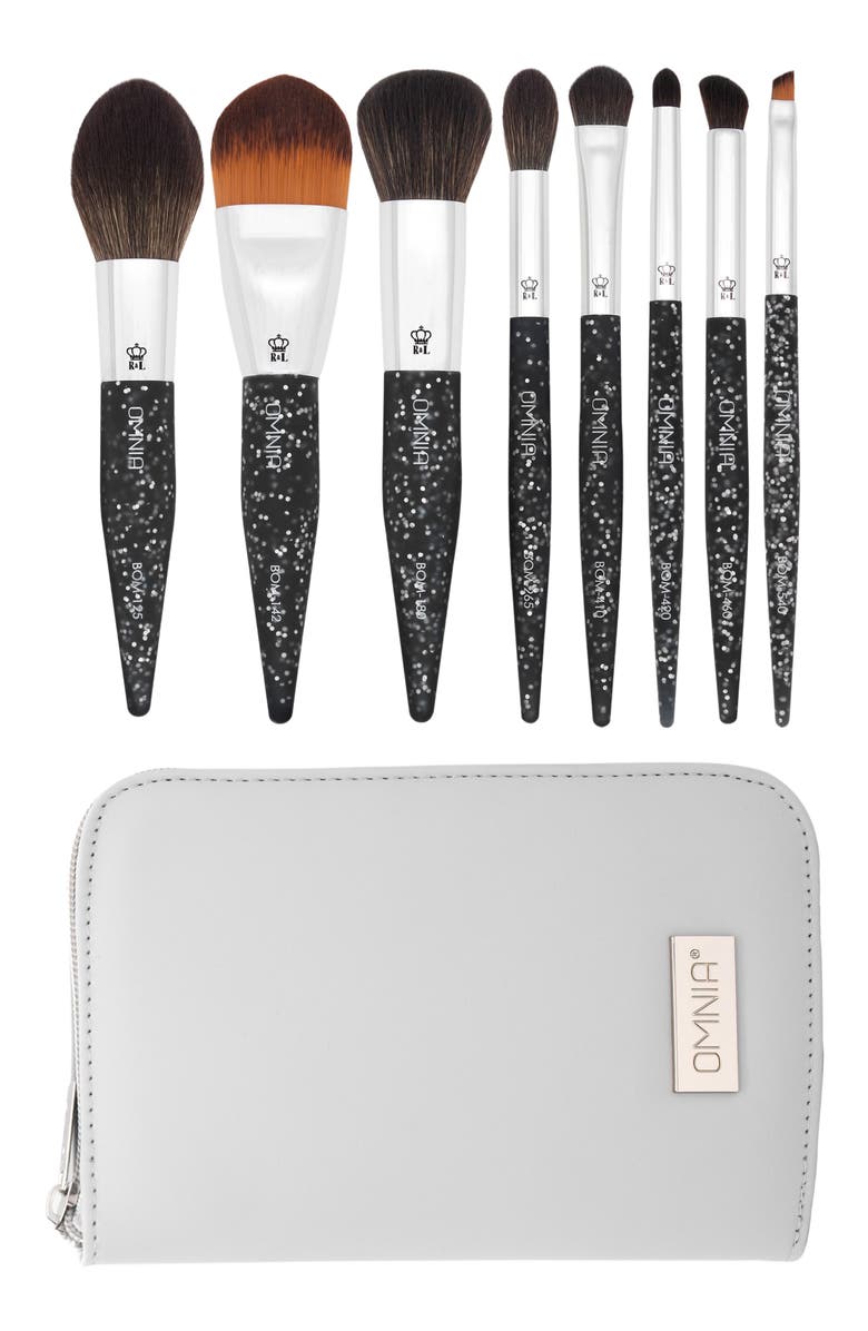 OMNIA Brush Pro Glitter Travel 8pc Makeup Brush Set, Alternate, color, Black