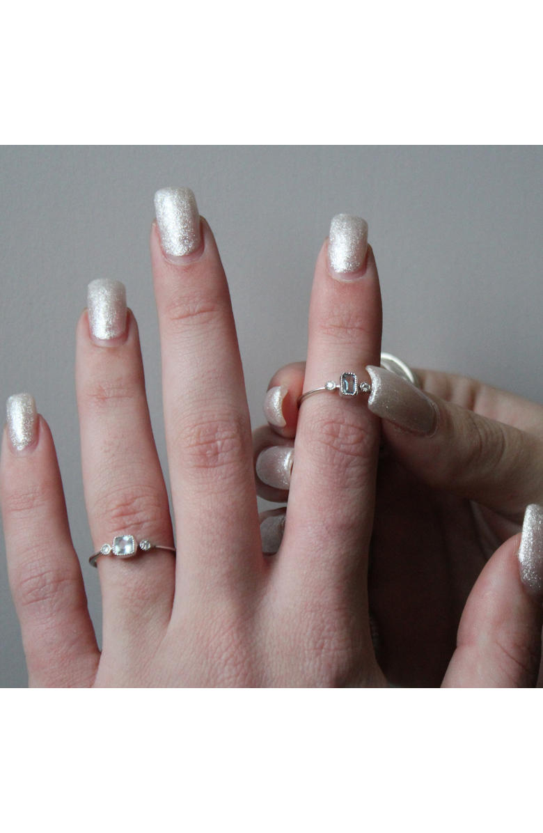 LuvMyJewelry Emerald Cut Aquamarine & Diamond Birthstone Ring in 14K Gold, Alternate, color, White Gold