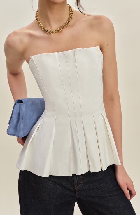 Ashlyn Pleated Peplum Strapless Top