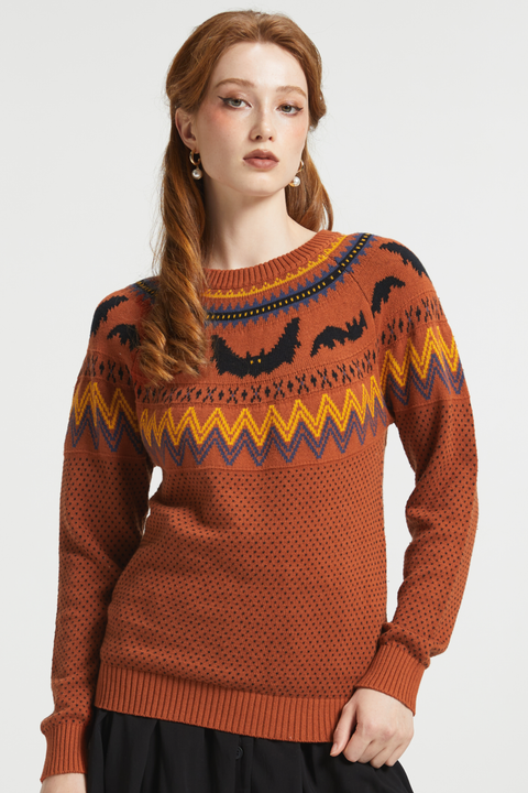 It Be Like Bat Fair Isle Halloween Sweater