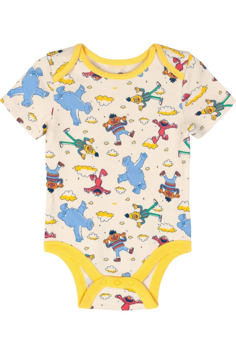 5-Pack One Piece Short Sleeve Bodysuits, Alternate, color, Blue Yellow Green Pink