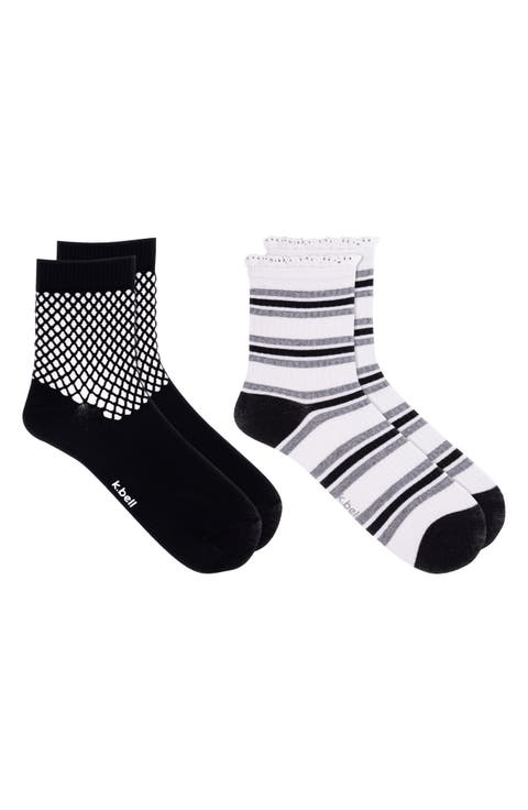 Assorted 2-Pack Cotton Blend Crew Socks