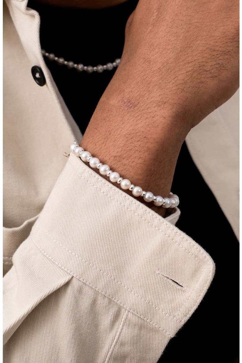 Men's  Pearl Halo Bracelet, Alternate, color, White
