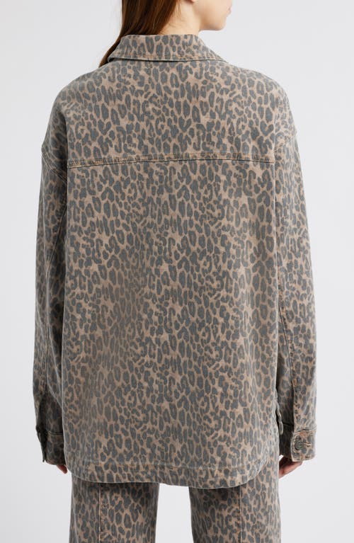 Hidden Jeans Cheetah Print Oversize Shacket In Khaki