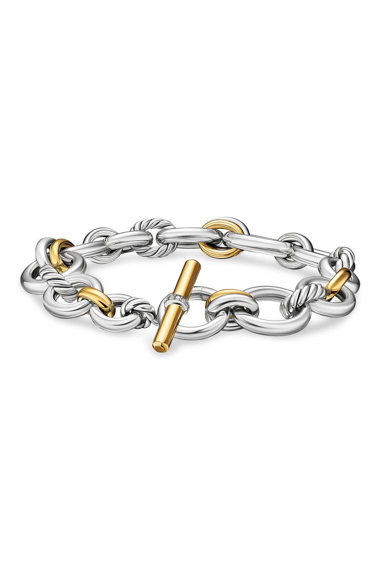 Mercer® Chain Bracelet in Sterling Silver with 18K Yellow Gold & Diamonds, 8mm, Main, color, DIAMOND/ TWO TONE