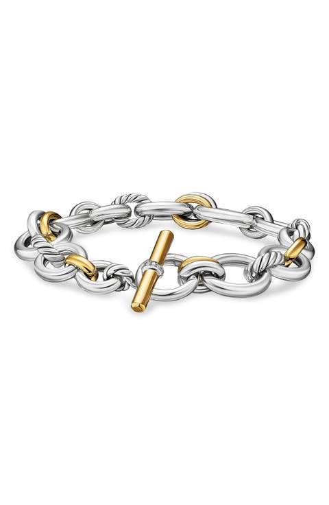 Mercer® Chain Bracelet in Sterling Silver with 18K Yellow Gold & Diamonds, 8mm