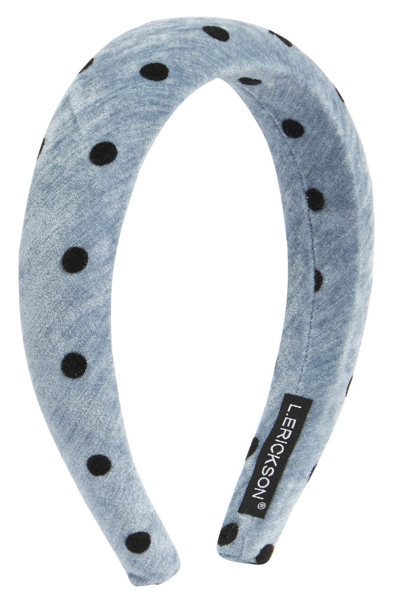 L. Erickson Mari Polka Dot Padded Headband, Main, color, Blue