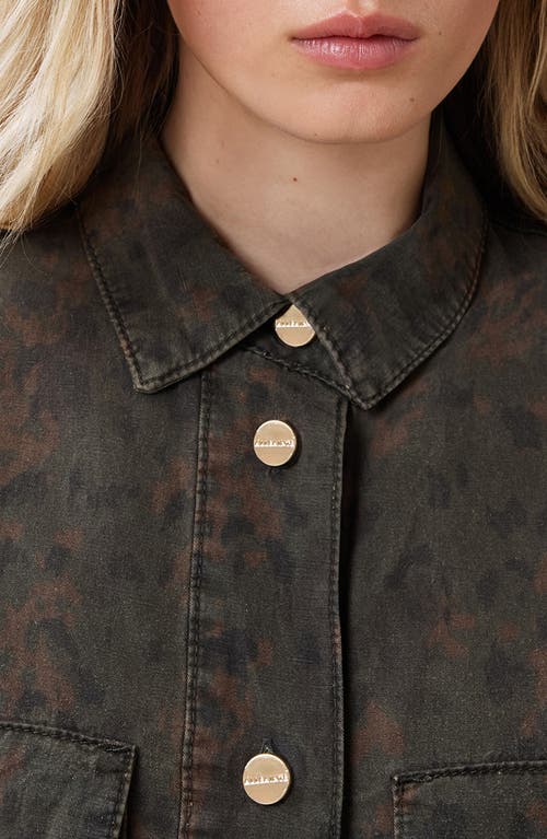 Allsaints Faye Long Sleeve Shacket Minidress In Styx Leopard Green