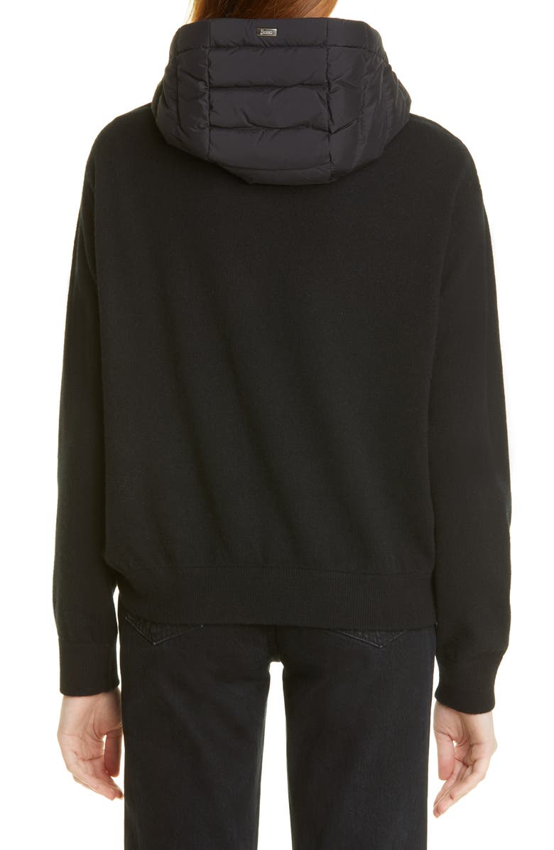 Herno Knit Sleeves Hooded Down Puffer Jacket, Alternate, color, 