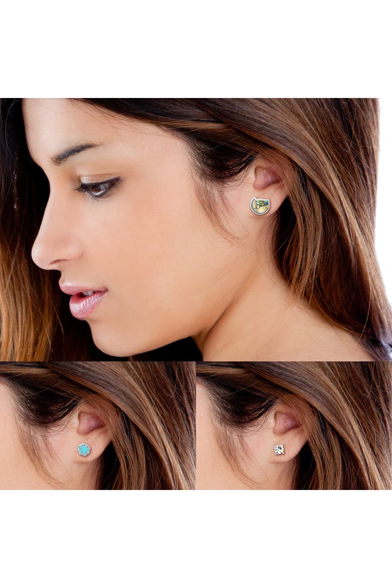 The Mandalorian Stud Earrings, 3 Pairs, Alternate, color, Multi