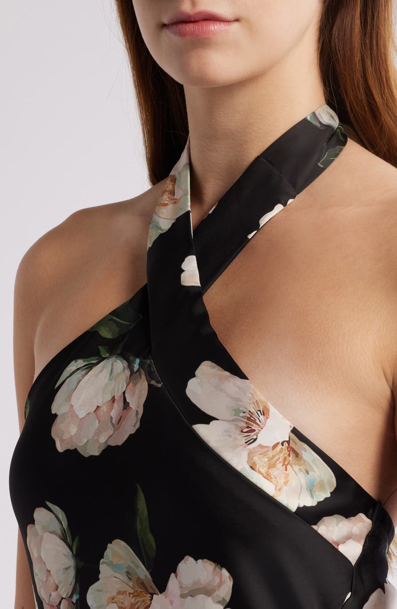 Petal & Pup Grasie Floral Print Halter Cocktail Dress, Alternate, color,