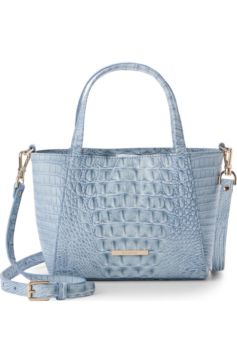 Brahmin Small Mona Croc Embossed Leather Top Handle Bag, Alternate, color, Stonewash