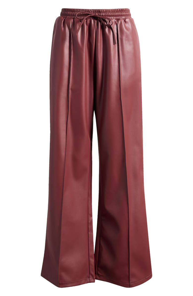 Topshop Faux Leather Wide Leg Drawstring Pants, Alternate, color,