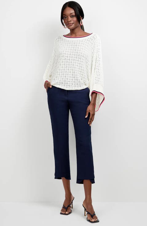 Ore Button-Hem Cropped Pant