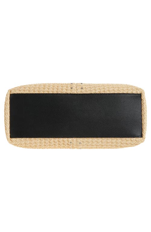 ALEXANDER MCQUEEN MCQUEEN T-BAR SLING STUDDED RAFFIA & LEATHER SHOULDER BAG