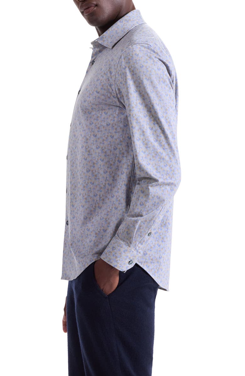 Bugatchi Jimmy OoohCotton<sup>®</sup> Geo Print Button-Up Shirt, Alternate, color, Sand