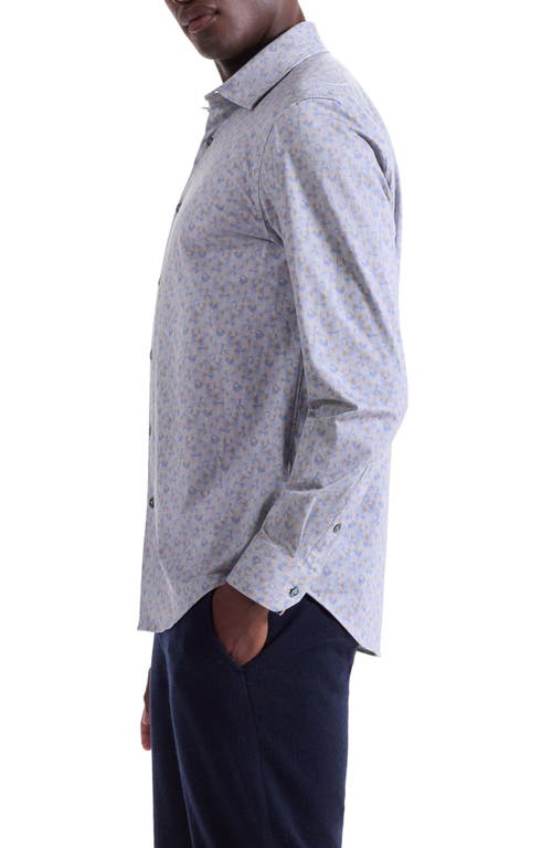 Bugatchi Jimmy Ooohcotton® Geo Print Button-up Shirt In Blue