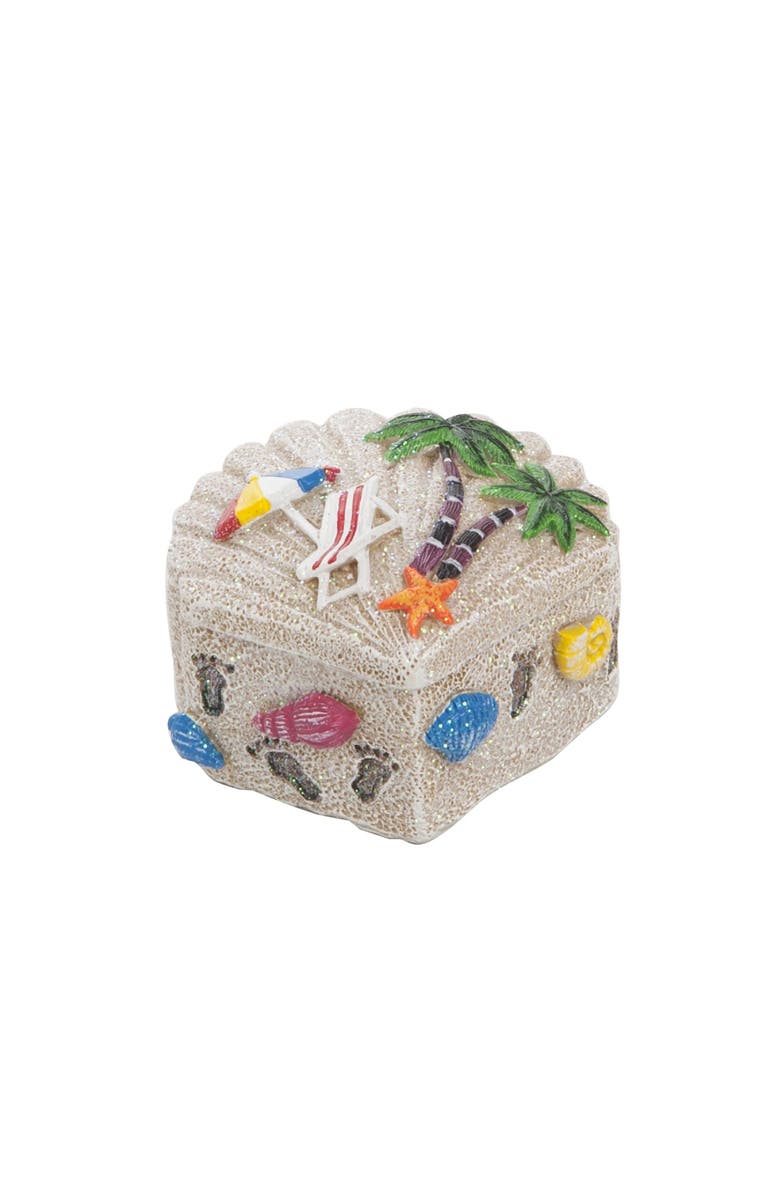 Beachcombers Resin Sand Shell Box Decor, Main, color, Beige