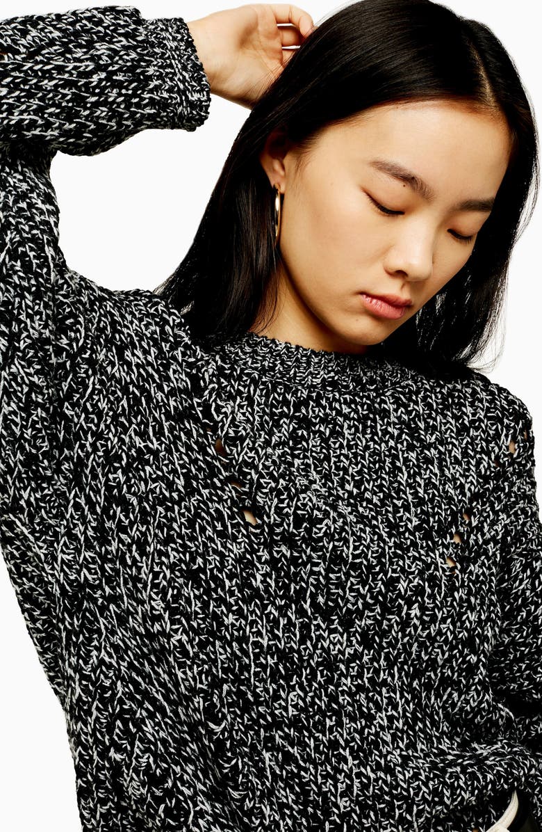 Topshop Chunky Pointelle Sweater, Alternate, color, 