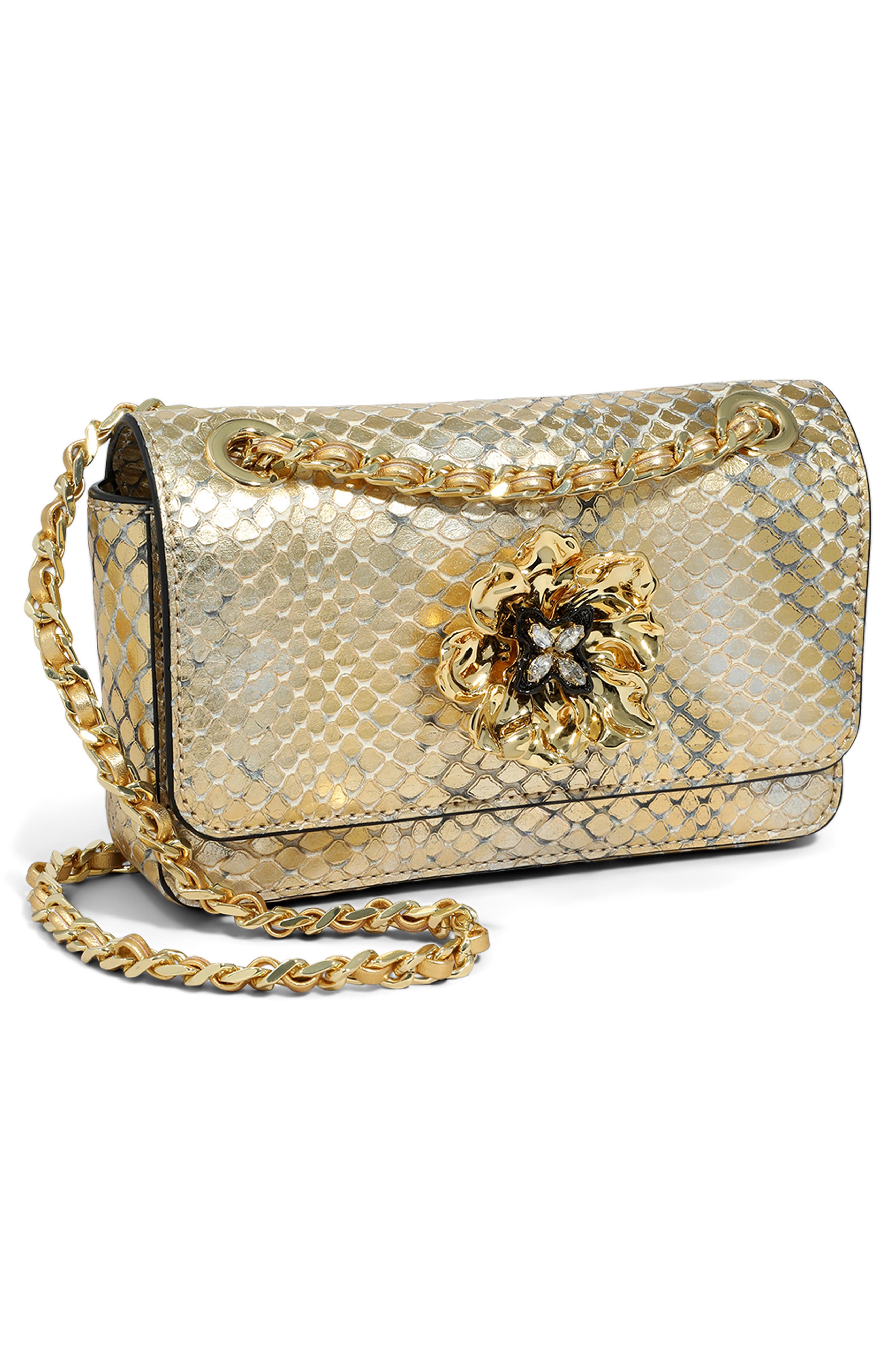 Mini Bella Python Embossed Leather Clutch, Alternate, color, GOLD PYTHON