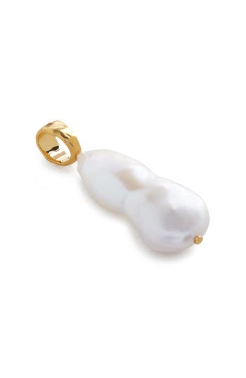 Monica Vinader Capri Teardrop Cultured Pearl Pendant Charm In 18k Gold Vermeil