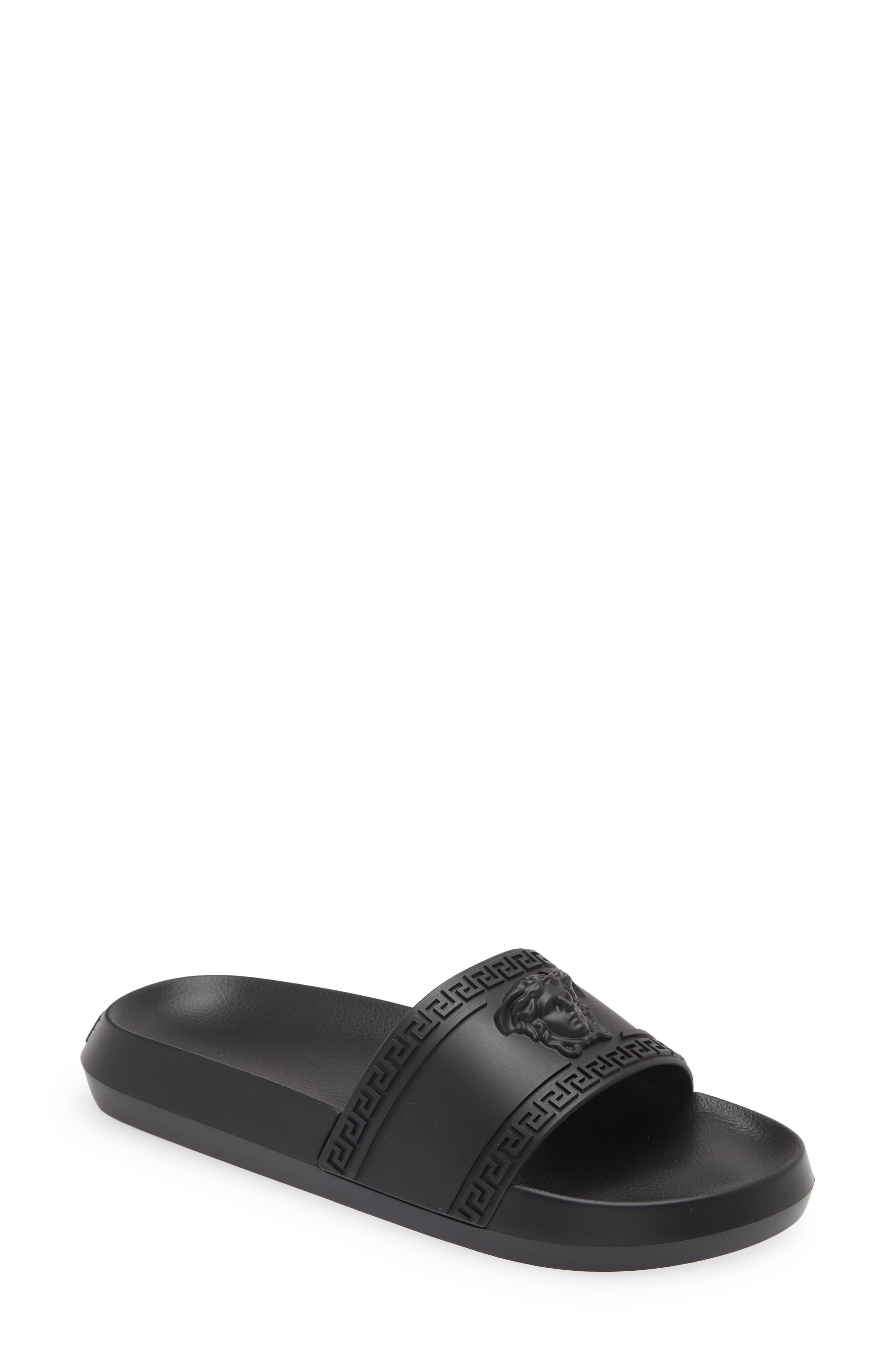 Versace Medusa Pool Slide, Main, color, Black