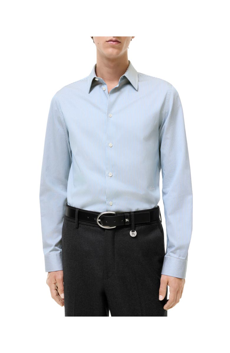 Burberry Slim Fit Striped Cotton Shirt, Main, color, Sunbleached Blue