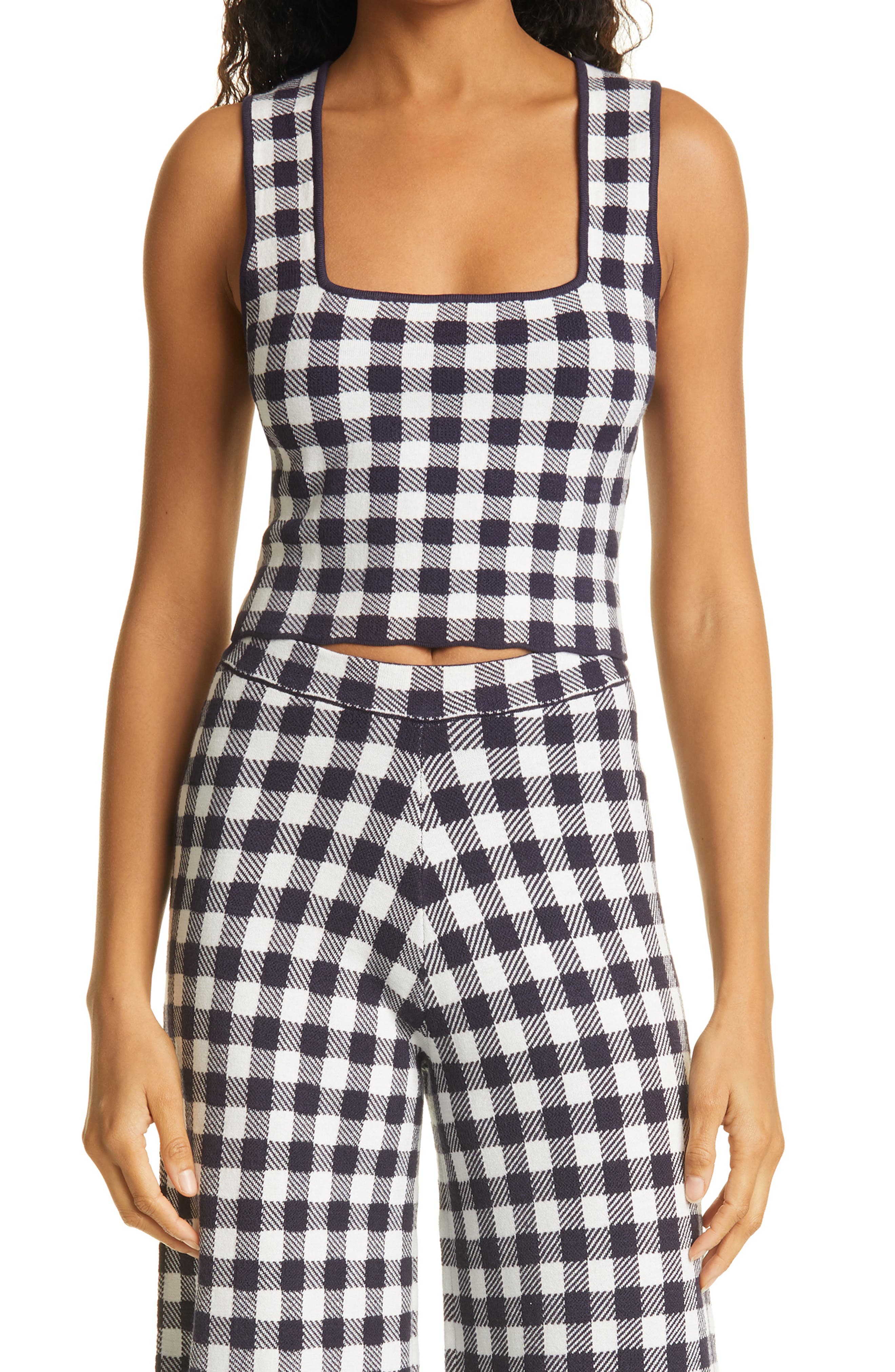 STAUD Trail Check Sleeveless Top (Women) | Nordstrom