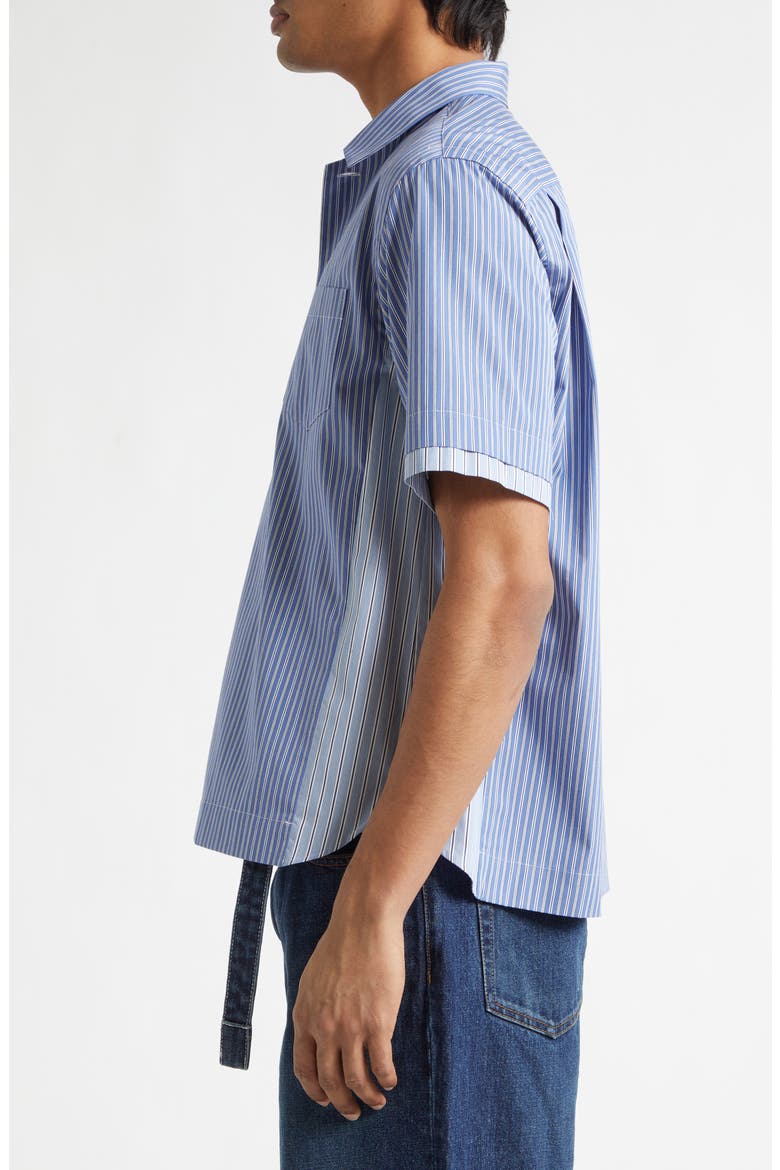 Mixed Stripe Cotton Poplin Button-Up Shirt, Alternate, color, BLUE STRIPE