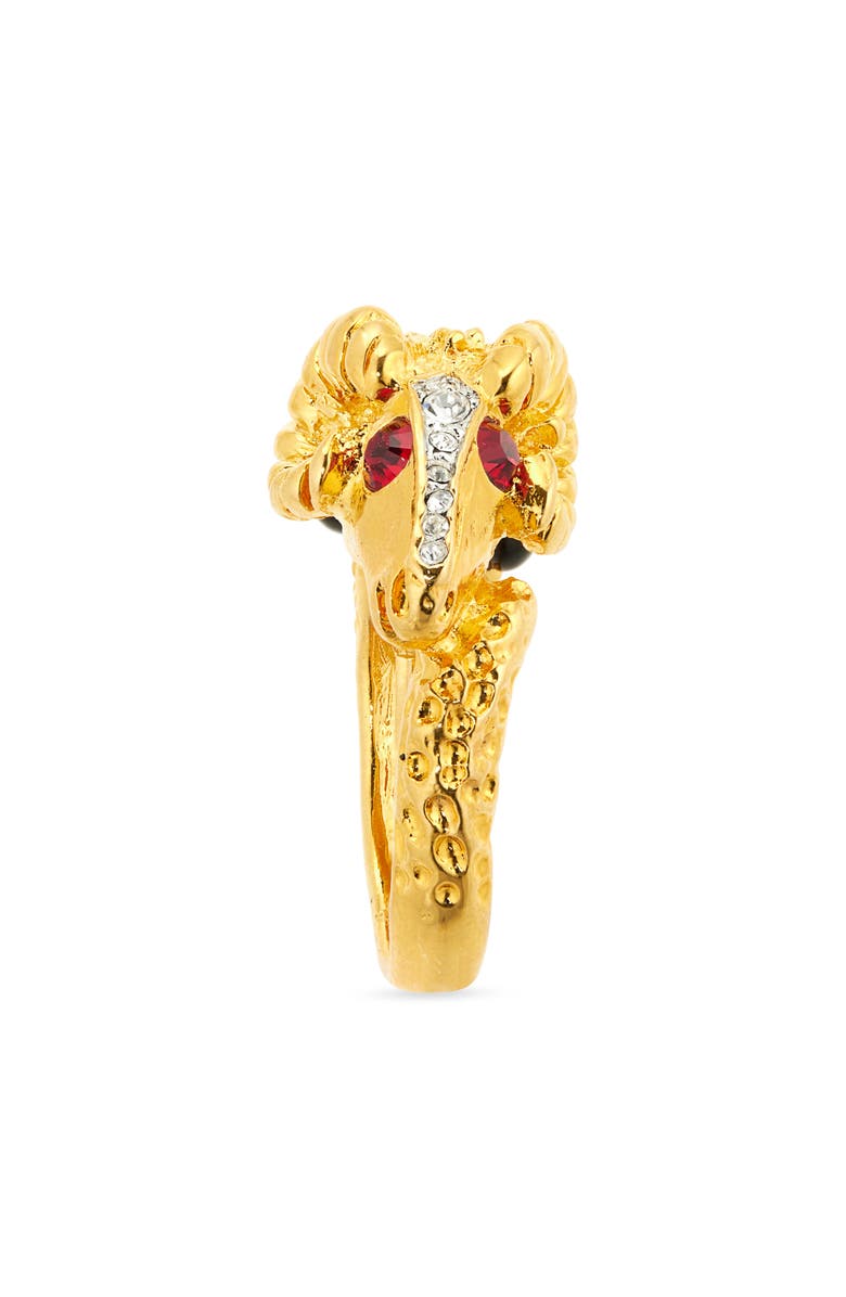 Kenneth Jay Lane Ram Head Adjustable Ring, Alternate, color, Gold