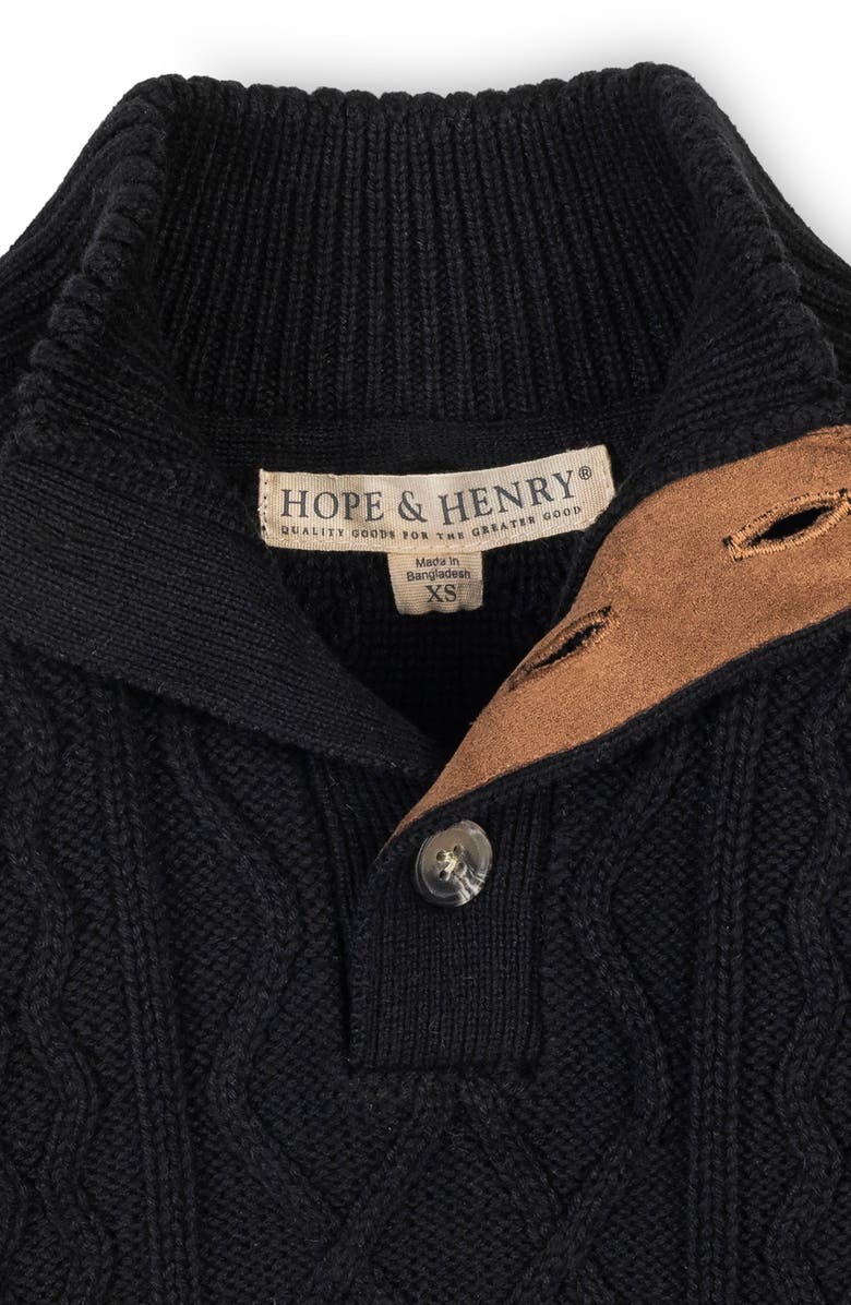 Hope & Henry Kids' Organic Mock Neck Cable Sweater, Alternate, color, Black Cable