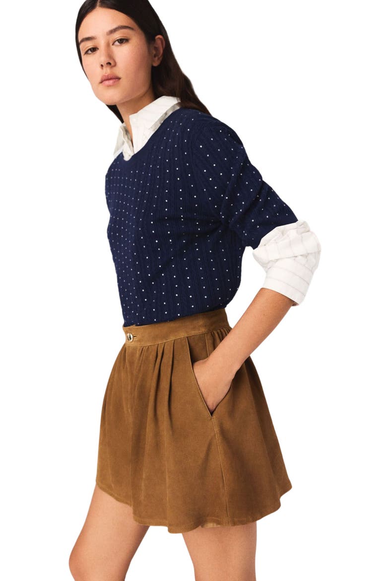 Short suede skirt, Alternate, color, Camel