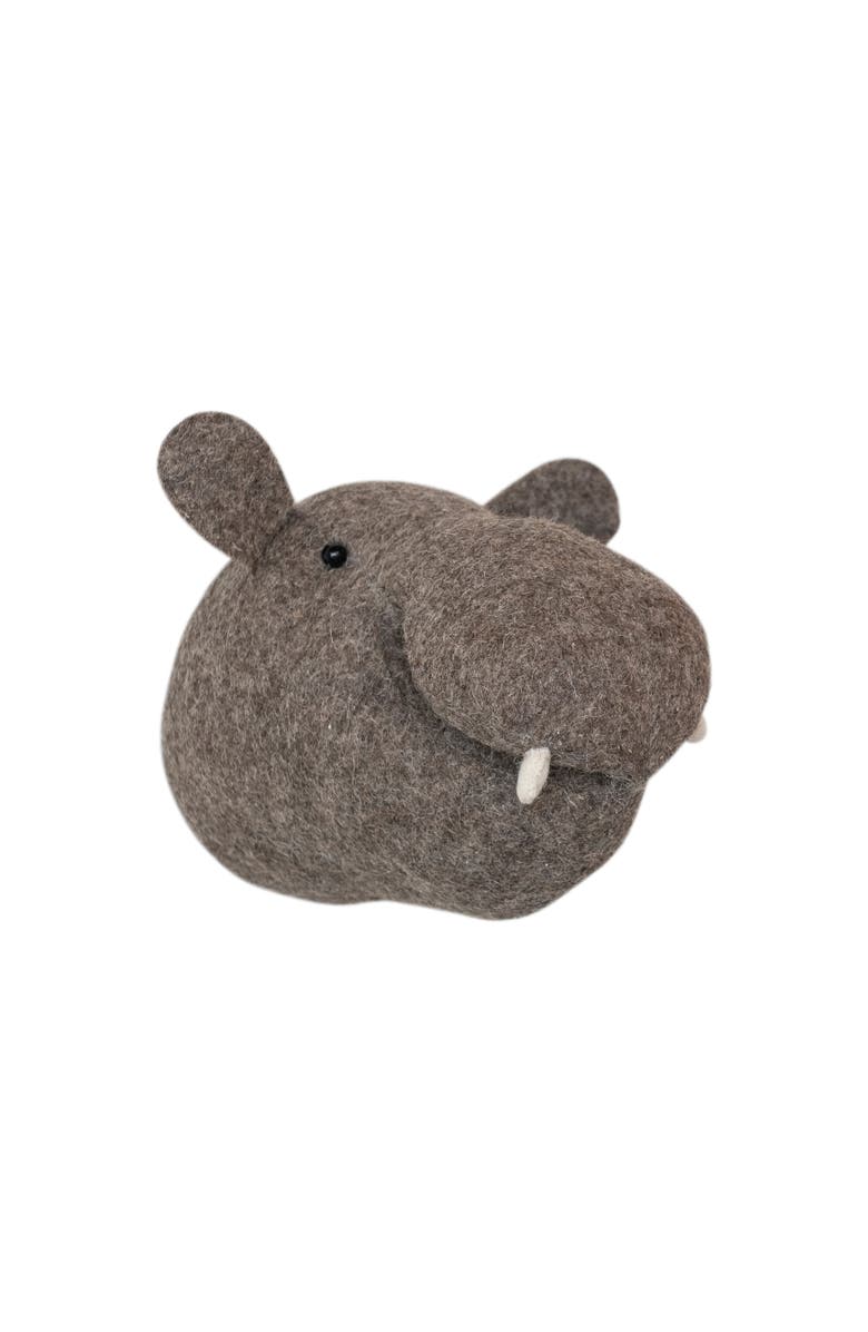 Storied Home Wool Felt Hippo Head Wall Hanging, Main, color, Grey