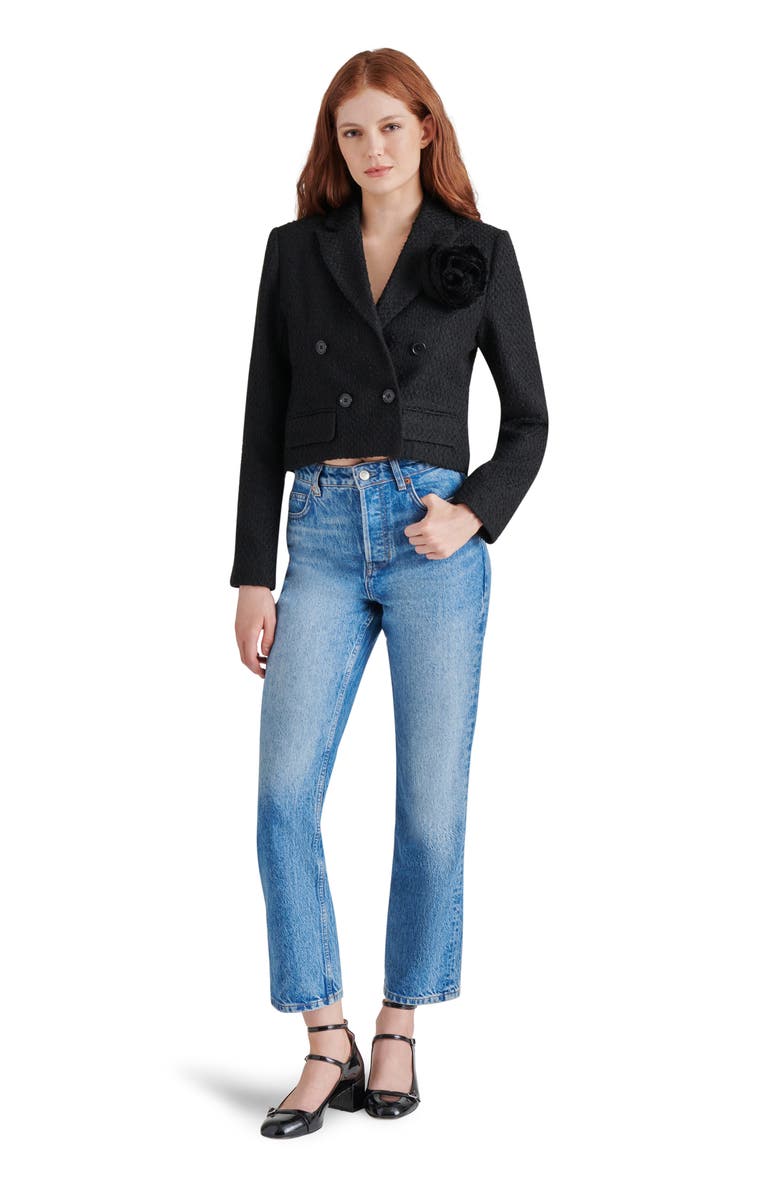 Steve Madden Virginie Double Breasted Tweed Crop Blazer, Alternate, color, 