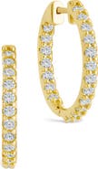 Sterling Forever Constance Cubic Zirconia Inside Out Hoop Earrings