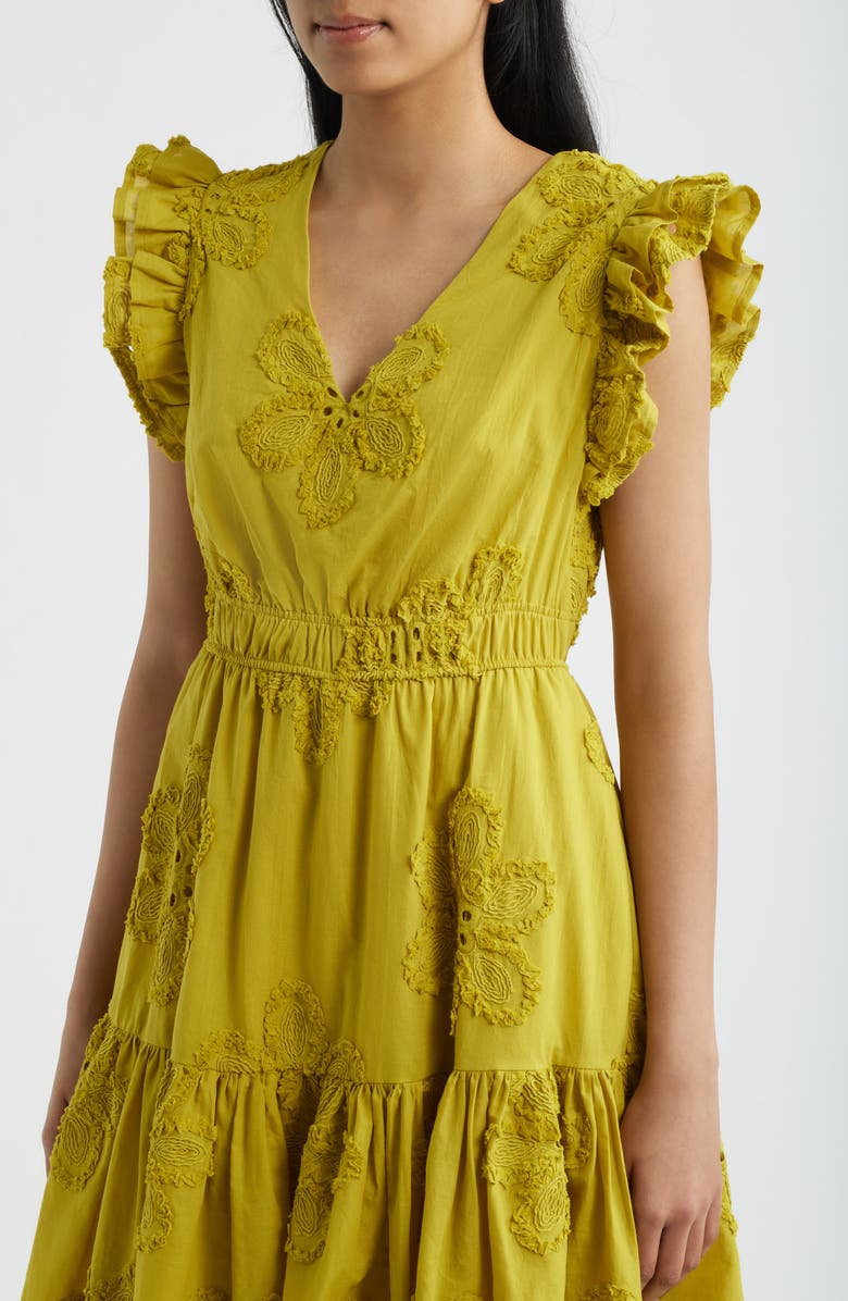 Anne Klein Floral Embroidered Ruffle Dress, Alternate, color, 