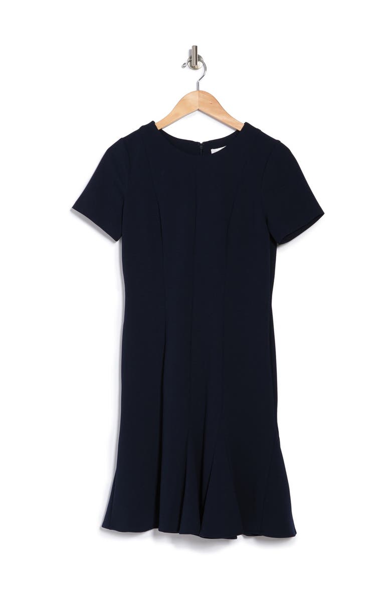 London Times Godet Flared Hem Scuba Dress, Alternate, color, 