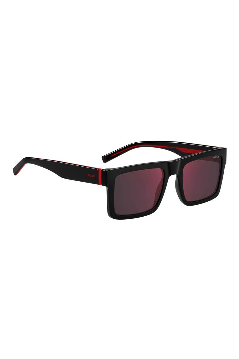 55mm Rectangular Sunglasses, Alternate, color, BLACK